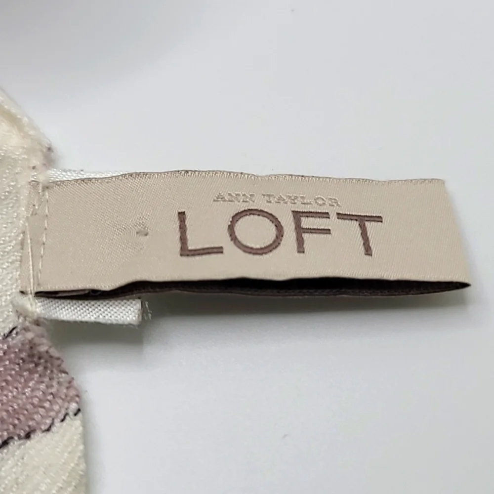 LOFT Ann Taylor Fringe Cotten Rayon Blend White Orange Purple Scarf